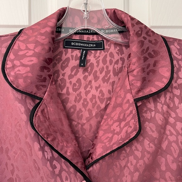 NWT BCBGMAXAZRIA Deco Rose Leopard Satin Top S - Picture 7 of 13